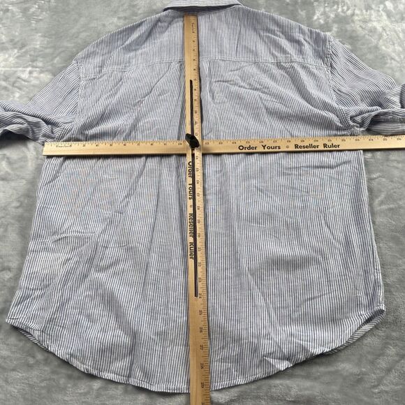 Rolla's Shirt Womens 10 Medium Blue Striped Slouchy Relaxed Button Down Cotton - Picture 6 of 16